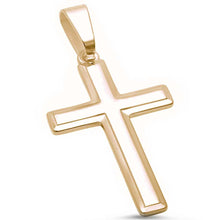 Load image into Gallery viewer, Sterling Silver Yellow Gold Plated Solid Cross Pendant AndLength 1.5Inches