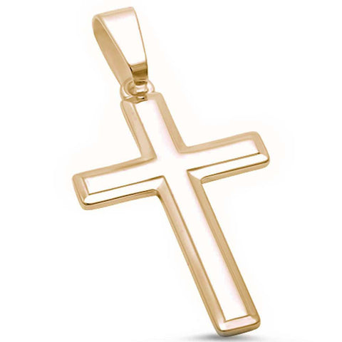 Sterling Silver Yellow Gold Plated Solid Cross Pendant And Length 1.5Inches