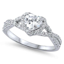 Load image into Gallery viewer, Sterling Sliver Heart with Clear Cubic Zirconia With CZAndWidth