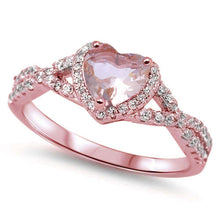 Load image into Gallery viewer, Sterling Silver Rose Gold Plated Morganite Heart Infinity  Ring