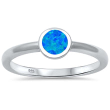 Load image into Gallery viewer, Sterling Silver Round Shape Lab Created Blue Opal .925 Ring