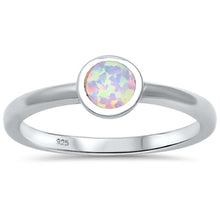 Load image into Gallery viewer, Sterling Silver Round Shape Lab Created White Opal .925 Ring