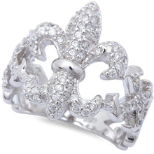 Load image into Gallery viewer, Sterling Silver Russian Cz Fleur De Lis Ring