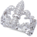 Sterling Silver Russian Cz Fleur De Lis Ring