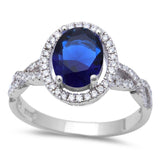 Sterling Silver Filigree Style Oval Blue Sapphire FashionAndwidth 9mm