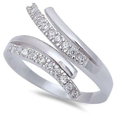 Sterling Silver New Design Round Cubic Zirconia Fashion RingAnd Width 12mm