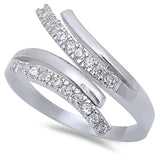 Sterling Silver New Design Round Cubic Zirconia Fashion RingAnd Width 12mm