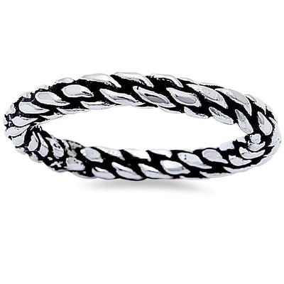 Sterling Silver Rope Design Fashion Band Ring