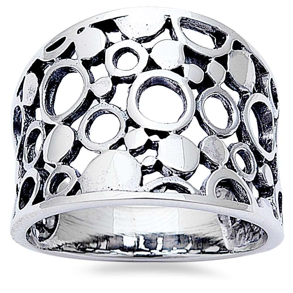 Sterling Silver New Hallow Solid Circle Design Shaped RingAnd Width 16 mm