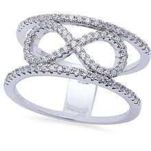 Load image into Gallery viewer, Sterling Silver Cz Infinity Band Ring with CZ StonesAndStone Width 10 mm