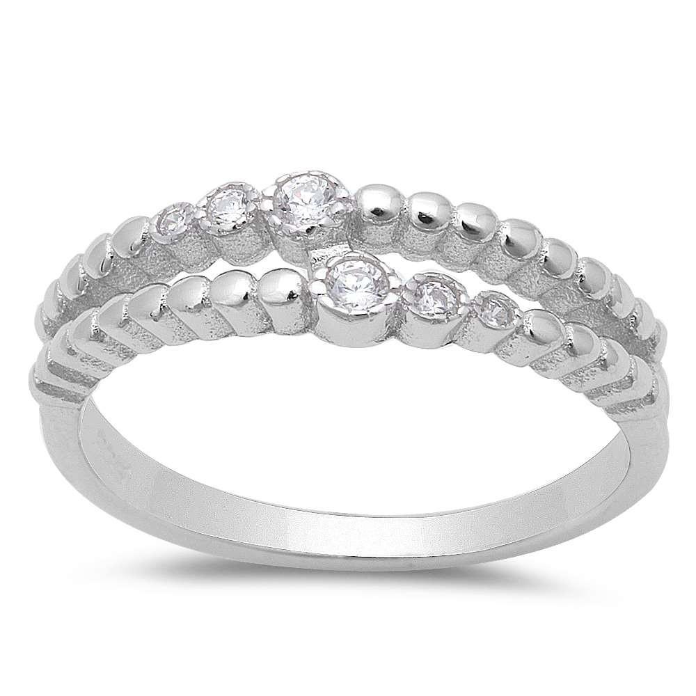 Sterling Silver Elegant Cubic Zirconia Journey RingAnd Width 5.5mm