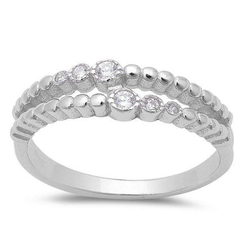 Sterling Silver Elegant Cubic Zirconia Journey RingAnd Width 5.5mm