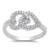 Sterling Silver Cz Interlocked Hearts RingAnd Width 11mm