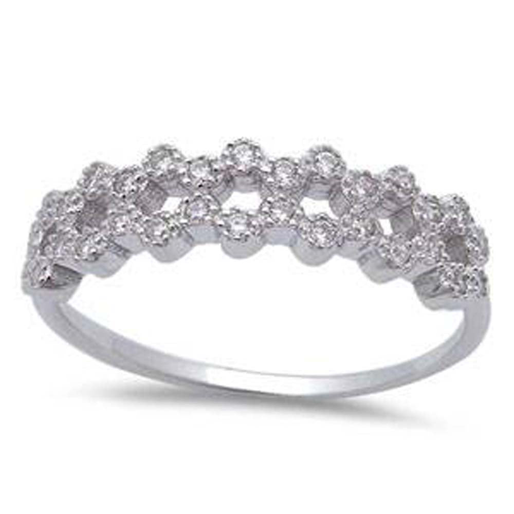 Sterling Silver New Design Micro Pave Cz RingAnd Width 5mm