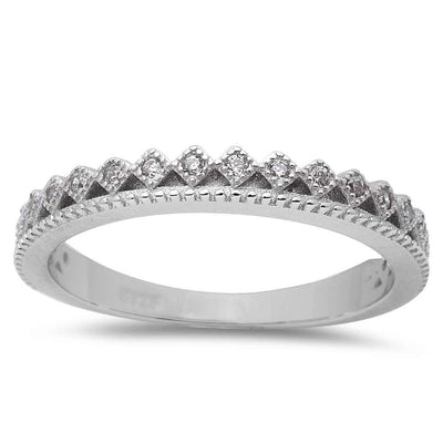 Sterling Silver New Cubic Zirconia Fashion Band RingAnd Width 3.7mm