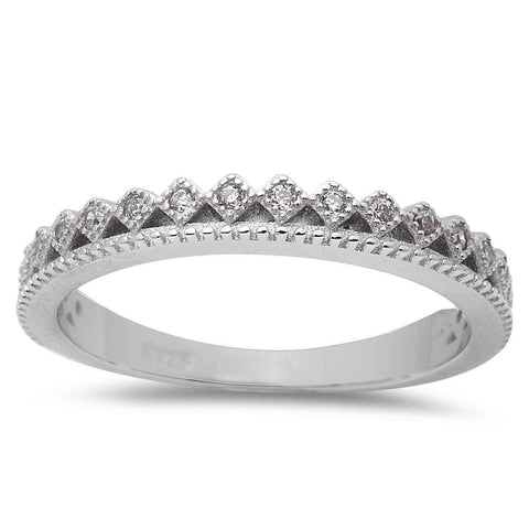 Sterling Silver New Cubic Zirconia Fashion Band RingAnd Width 3.7mm