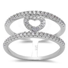 Load image into Gallery viewer, Sterling Silver Cubic Zirconia Heart Fashion Band RingAnd Width 9.4mm
