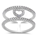 Sterling Silver Cubic Zirconia Heart Fashion Band RingAnd Width 9.4mm