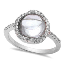 Load image into Gallery viewer, Sterling Silver White Cabochon Cubic Zirconia RingAnd Width 12mm