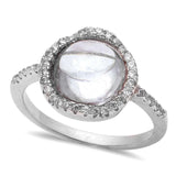 Sterling Silver White Cabochon Cubic Zirconia RingAnd Width 12mm