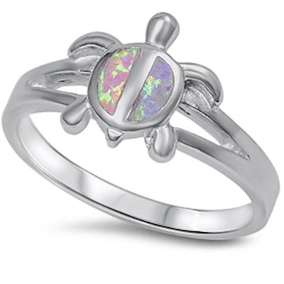Sterling Silver Pink Opal turtle Ring with CZ stoneAnd Width  12mm
