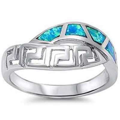 Sterling Silver Blue Opal New Design Ring with CZ stoneAnd Width  13mm