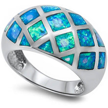 Load image into Gallery viewer, Sterling Silver Blue Fire Opal Fashion Ring with CZ stoneAnd Height13 mm