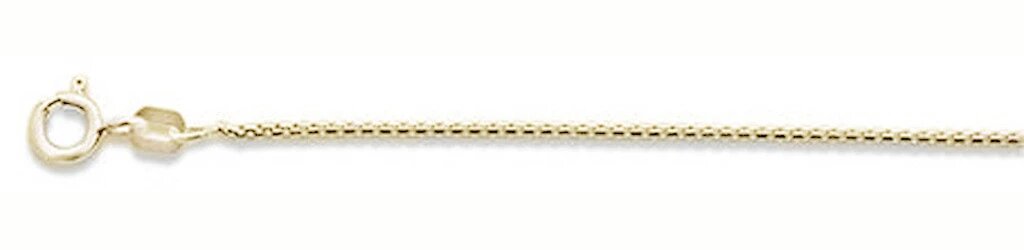 Sterling Silver 019-1MM Solid Yellow Gold Round Box Chain