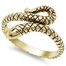 Load image into Gallery viewer, Sterling Silver Yellow Gold Plated Solid Snake Ring