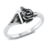 Sterling Silver Antique Cross Rose Band Ring