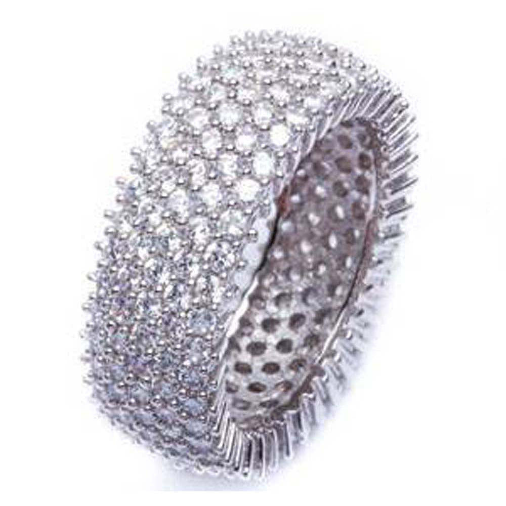 Sterling Silver Beautiful 3Ct Cz Sparkle Band Ring