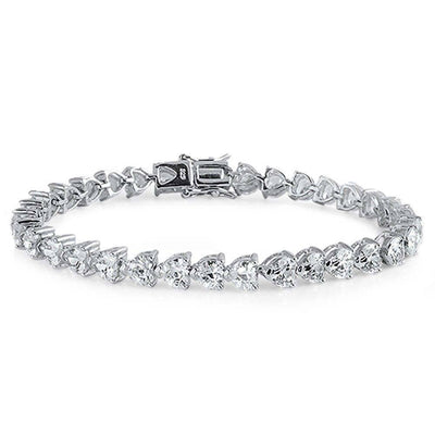 Sterling Silver Heart Cubic Zirconia Bracelet