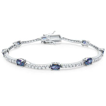 Load image into Gallery viewer, Sterling Silver Oval and Round Amethyst Cubic Zirconia Bracelet