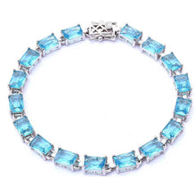 Load image into Gallery viewer, Sterling Silver 17.50ct Radiant Cut Aquamarine Bracelet 7 1/4