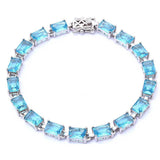 Sterling Silver 17.50ct Radiant Cut Aquamarine Bracelet 7 1/4