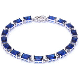 Sterling Silver 17.50ct Radiant Cut Blue Sapphire Bracelet 7 1/4