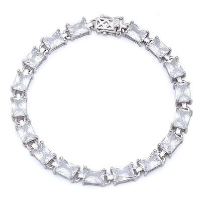 Sterling Silver 17.50ct Radiant Cut Cz .925 Bracelet 7 1/4  Long
