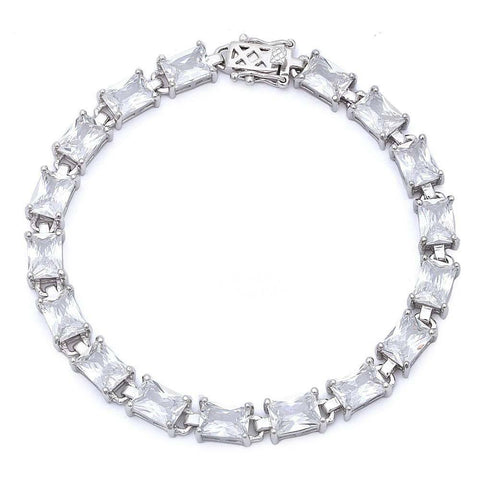 Sterling Silver 17.50ct Radiant Cut Cz .925 Bracelet 7 1/4  Long
