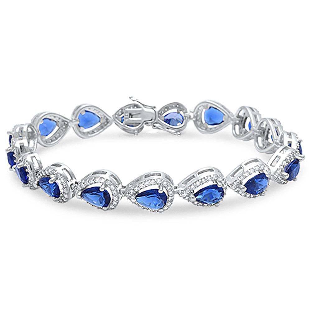 Sterling Silver Blue Sapphire & Cubic Zirconia Bracelet