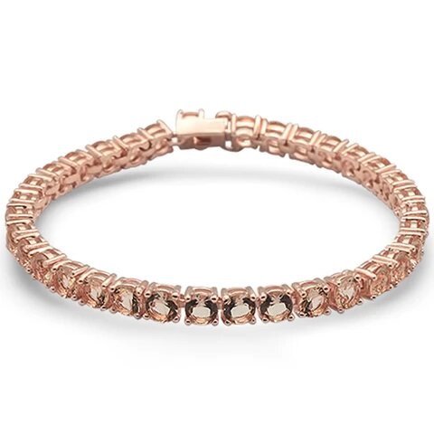 Sterling Silver Four Prong Round Morganite Bracelet