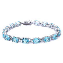 Load image into Gallery viewer, Sterling Silver 13.5CT Oval Cut Aqumarine Bracelet