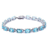 Sterling Silver 13.5CT Oval Cut Aqumarine Bracelet