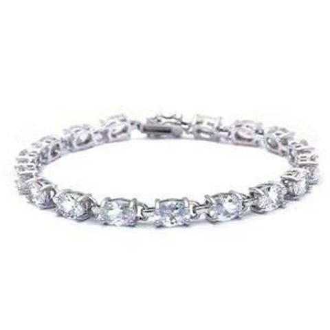 Sterling Silver 13.5CT Oval Cut Fine Cubic Zirconia Bracelet