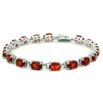 Sterling Silver Oval Garnet Bracelet
