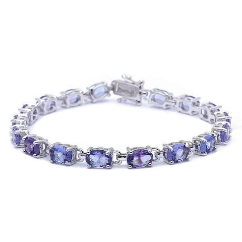 Sterling Silver 13.5CT Oval Cut Tanzanite Bracelet