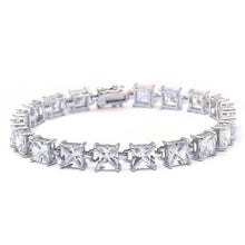 Load image into Gallery viewer, Sterling Silver 24CT Princess Cut Fine Cubic Zirconia Bracelet