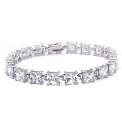 Sterling Silver 24CT Princess Cut Fine Cubic Zirconia Bracelet