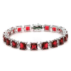 Sterling Silver 24CT Princess Cut Garnet Bracelet