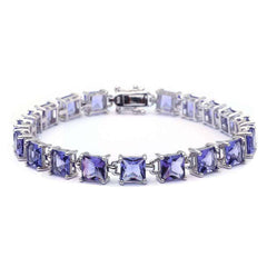 Sterling Silver 24CT Princess Cut Tanzanite Bracelet