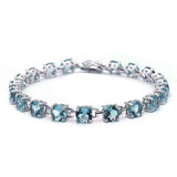 Sterling Silver 16.5CT Round Aquamarine Bracelet